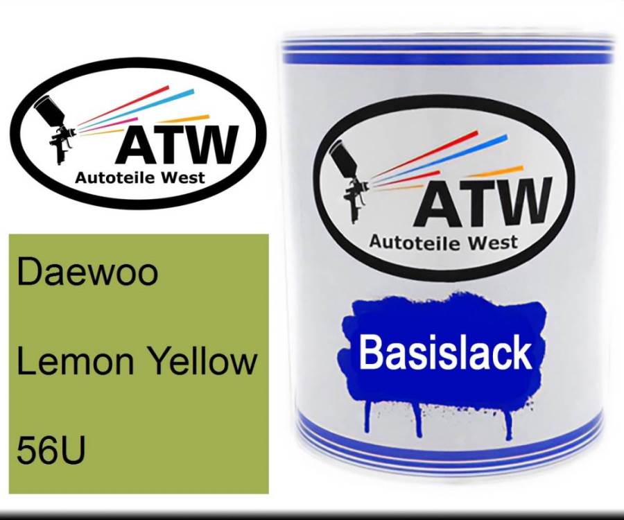 Daewoo, Lemon Yellow, 56U: 1L Lackdose, von ATW Autoteile West.